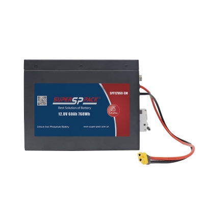 12.8V 60Ah lithium battery front view with M8 terminals