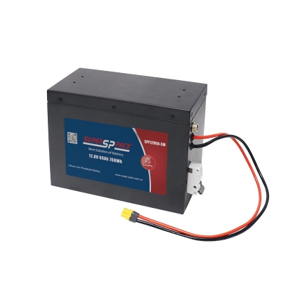 12.8V 60Ah lithium battery front view with M8 terminals